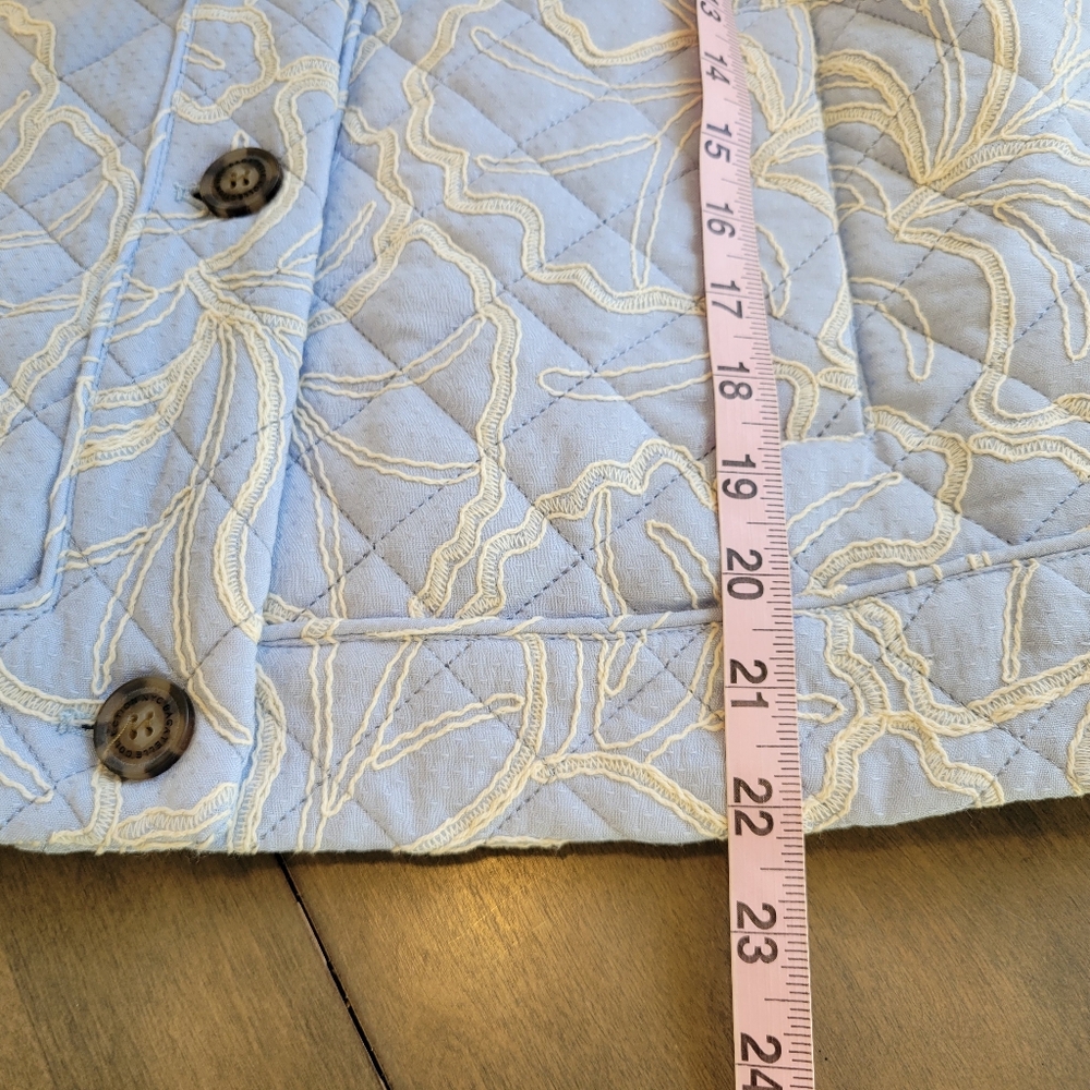 Bagatelle Blue Quilted Jacket Button Up Medium Embroidery Embroidered Stitching - Picture 7 of 8